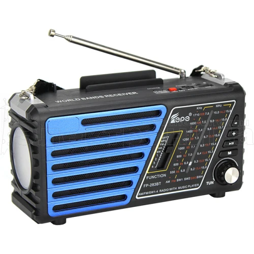 радиоприемник переносной fepe fp-283bt tf/usb/sd-проигрыватель, фонарик, питание: аккумулятор / 220в  фото