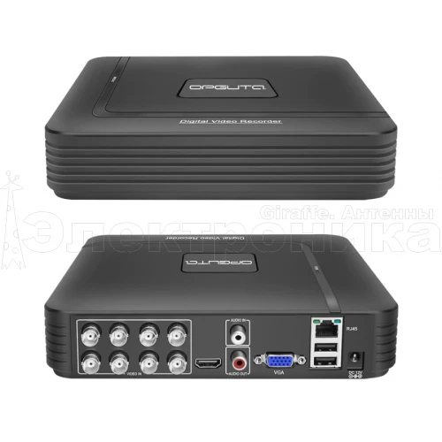 ahd видеорегистратор орбита ot-vnr18 (8 камер, 5мр-n) комплект блок питания, мышь usb, черный  фото