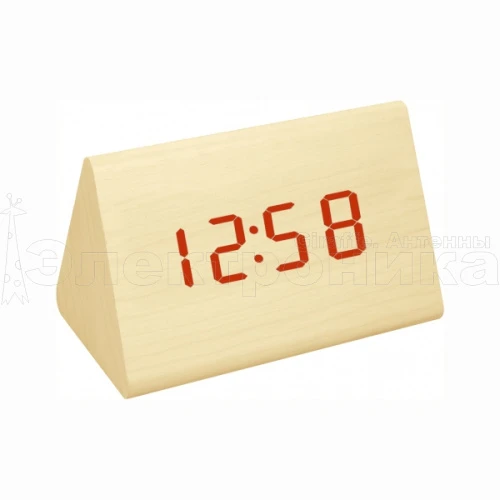 часы электронные настольные vst864-1 красные цифры (без блока) светло-коричневые  фото