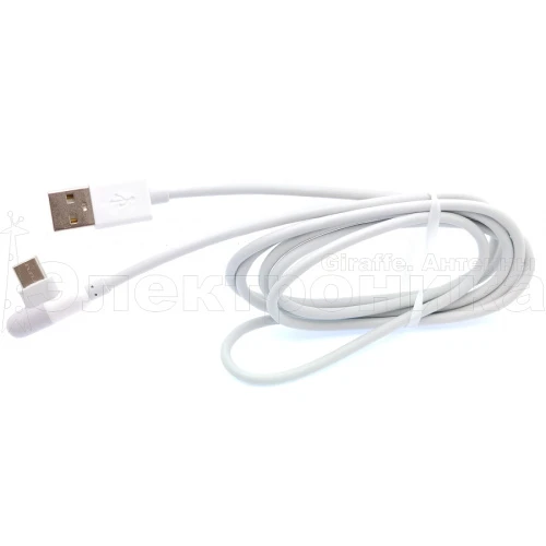 кабель usb - type-c орбита ot-smt28 угловой шнур для телефона белый, длина 1м, 2.4a  фото