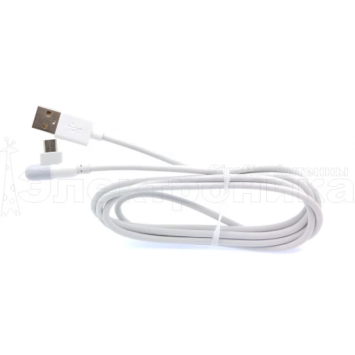 кабель usb - microusb орбита ot-smm57 угловой, шнур для телефона, белый, длина 1м, 2.4a  фото