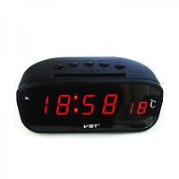 часы электронные настольные vst803-1 красные цифры, время, будильник, температура (+ блок питания)  фото