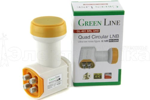 конвертер на 4 выхода  gl-401 круговой поляризации greenline quad  к+ 4  длятриколор/нтв-плюс  фото