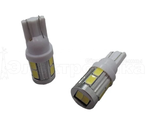 лампа светодиодная av-109 (t10/w5w, 10led, 12в)   блистер 2шт  фото