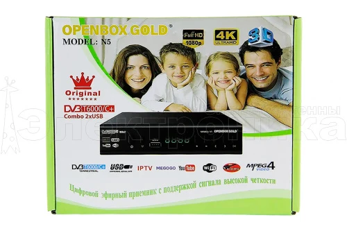Цифровая приставка HD OPENBOX GOLD N5 эфирная, DVB-T2, тв бесплатно, тюнер, ресивер, приемник. тв от магазина Электроника GA
