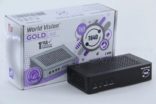 Ресивер эфирный HD (DVB-T2) World-Vision T64D пласт, экран, кнопки, от магазина Электроника GA