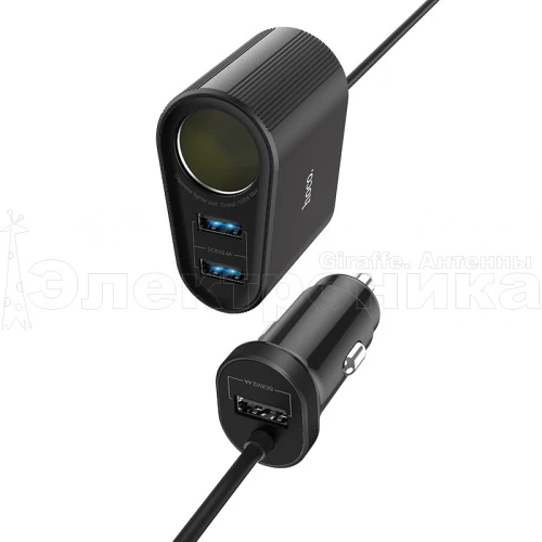 зарядное устройство hoco z35a черное в прикуриватель usb (2400ma,5v)  фото