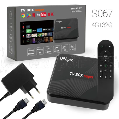 смарт приставка для тв q98pro tv box медиаплеер, 4g+32g android-приставка цифровая для телевизора  фото