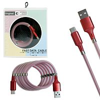 кабель usb - type-c с магнитами для красивой укладки 1m magnet mr-36 red красный  фото