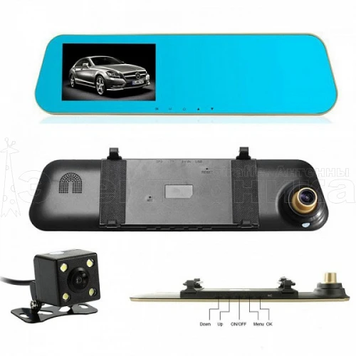 автомобильный видеорегистратор-зеркало tds ts-car12 дисплей 4,3”, запись звука, ночная съемка  фото