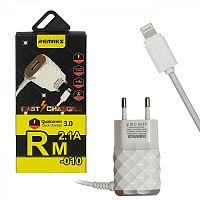 блок питания sremax 5в, 2.1а rm-010 зарядное устройство с usb + кабель iphone 1,2 м черный  фото