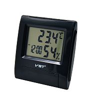 часы будильник vst-7090s чёрные (температура, влажность)/180  фото
