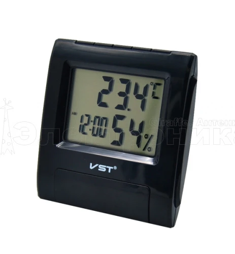 часы будильник vst-7090s чёрные (температура, влажность)/180  фото