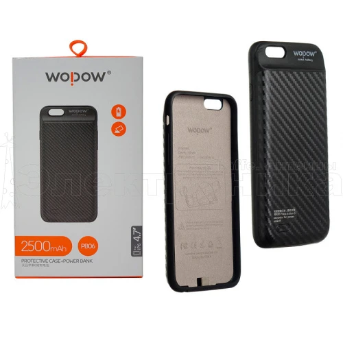 чехол-аккумулятор wopow pb06 для iphone 6 (2500mah) чехол-зарядка на айфон 6  фото