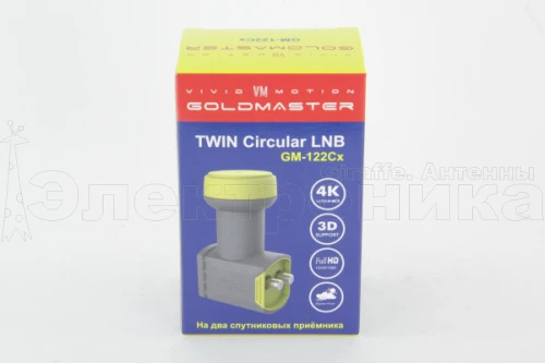 конвертер на 2 выхода gm-122cx круговой поляризации goldmaster twin для триколор/нтв-плюс   фото