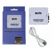hdmi переходник конвертер  hdmi - vga белый 1080p адаптер, конвертер, преобразователь, питание usb  фото