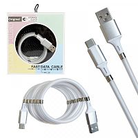 кабель usb - type-c  с магнитами для красивой укладки 1m magnet mr-36 white белый  фото