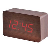 часы электронные настольные vst863-1 красные цифры (без блока) темно-коричневые  фото