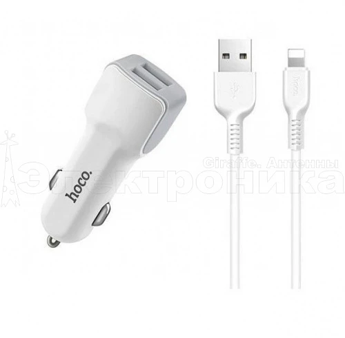 зу в прикуриватель hoco z23 ios lightning (2400ma,5v)/250  фото