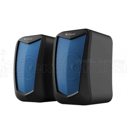 колонки для компьютера kisonli ks-06 цвет синий, проводные (usb 2.0), стерео  фото