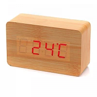 часы электронные настольные vst863-1 красные цифры (без блока) светло-коричневые  фото