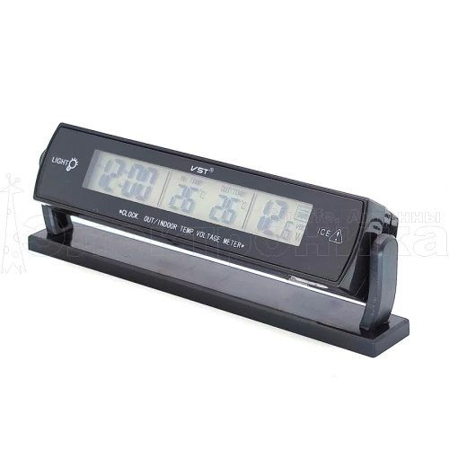 автомобильные часы vst-7013v (температура, будильник, вольтметр)  фото