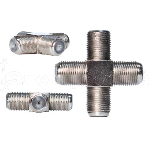 разъём   №07в    соединитель x4 гнезда f , переходник на 4 f-гнезда (крестовая бочка) f20  фото