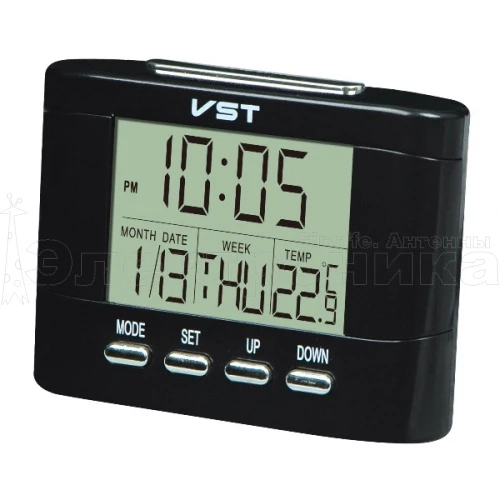 часы настольные vst 7051t (будильник, температура, говорящие)  фото